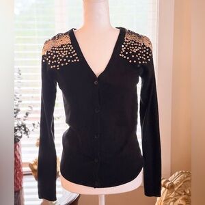 Rue21 Black Cardigan with Gold Embellishments